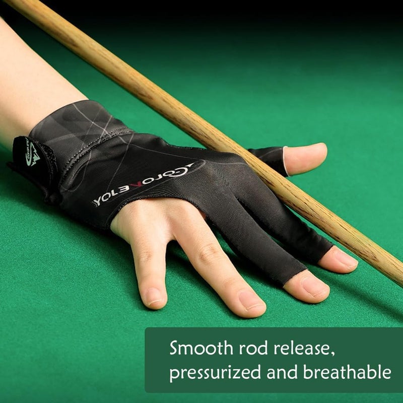 Wnddle Billiard Pool Gloves for Right Hand, 3 Finger Billiards Gloves Pool Cue Gloves, Quick-Dry Breathable Billiard Pool Glove, Snooker Cue Sport Glove Popular Sizes, Right Hand - Image 2
